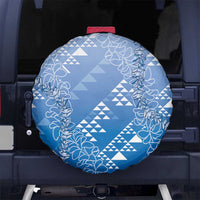 Hawaii Royal Blue Kapa Spare Tire Cover Vintage 'Ohe Kāpala Motifs Mix Plumeria Leis