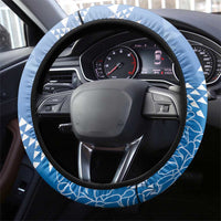 Hawaii Royal Blue Kapa Steering Wheel Cover Vintage 'Ohe Kāpala Motifs Mix Plumeria Leis