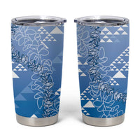 Hawaii Royal Blue Kapa Tumbler Cup Vintage 'Ohe Kāpala Motifs Mix Plumeria Leis