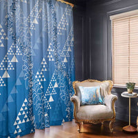 Hawaii Royal Blue Kapa Window Curtain Vintage 'Ohe Kāpala Motifs Mix Plumeria Leis