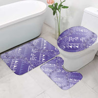 Hawaii Lavender Kapa Bathroom Set Vintage 'Ohe Kāpala Motifs Mix Plumeria Leis