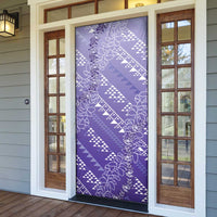 Hawaii Lavender Kapa Door Cover Vintage 'Ohe Kāpala Motifs Mix Plumeria Leis