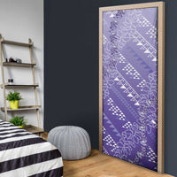 Hawaii Lavender Kapa Door Cover Vintage 'Ohe Kāpala Motifs Mix Plumeria Leis