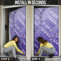 Hawaii Lavender Kapa Door Cover Vintage 'Ohe Kāpala Motifs Mix Plumeria Leis