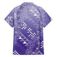 Hawaii Lavender Kapa Family Matching Short Sleeve Bodycon Dress and Hawaiian Shirt Vintage 'Ohe Kāpala Motifs Mix Plumeria Leis LT7 - Polynesian Pride