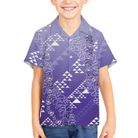 Hawaii Lavender Kapa Family Matching Short Sleeve Bodycon Dress and Hawaiian Shirt Vintage 'Ohe Kāpala Motifs Mix Plumeria Leis LT7 Son's Shirt Lavender - Polynesian Pride