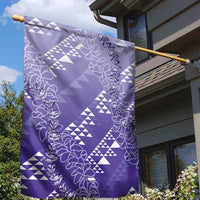 Hawaii Lavender Kapa Garden Flag Vintage 'Ohe Kāpala Motifs Mix Plumeria Leis