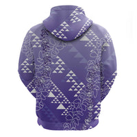 Hawaii Lavender Kapa Hoodie Vintage 'Ohe Kāpala Motifs Mix Plumeria Leis