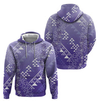 Hawaii Lavender Kapa Hoodie Vintage 'Ohe Kāpala Motifs Mix Plumeria Leis