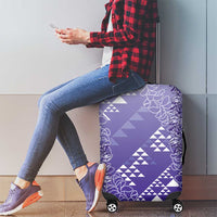 Hawaii Lavender Kapa Luggage Cover Vintage 'Ohe Kāpala Motifs Mix Plumeria Leis