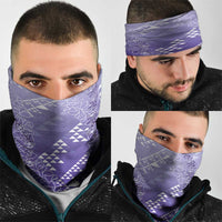 Hawaii Lavender Kapa Neck Gaiter Vintage 'Ohe Kāpala Motifs Mix Plumeria Leis