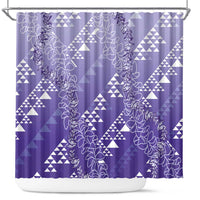 Hawaii Lavender Kapa Shower Curtain Vintage 'Ohe Kāpala Motifs Mix Plumeria Leis