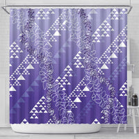 Hawaii Lavender Kapa Shower Curtain Vintage 'Ohe Kāpala Motifs Mix Plumeria Leis