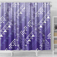 Hawaii Lavender Kapa Shower Curtain Vintage 'Ohe Kāpala Motifs Mix Plumeria Leis