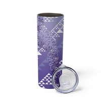 Hawaii Lavender Kapa Skinny Tumbler Vintage 'Ohe Kāpala Motifs Mix Plumeria Leis