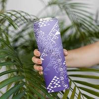 Hawaii Lavender Kapa Skinny Tumbler Vintage 'Ohe Kāpala Motifs Mix Plumeria Leis