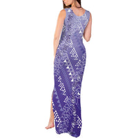 Hawaii Lavender Kapa Tank Maxi Dress Vintage 'Ohe Kāpala Motifs Mix Plumeria Leis