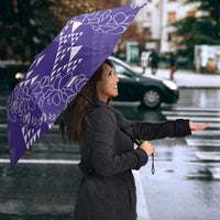 Hawaii Lavender Kapa Umbrella Vintage 'Ohe Kāpala Motifs Mix Plumeria Leis