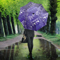 Hawaii Lavender Kapa Umbrella Vintage 'Ohe Kāpala Motifs Mix Plumeria Leis