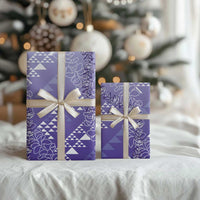 Hawaii Kapa Vintage Motifs Mix Plumeria Leis Wrapping Paper Lavender
