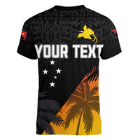 Personalised PNG Hunters Rugby Women V Neck T Shirt Palm Trees Simple LT7 - Polynesian Pride