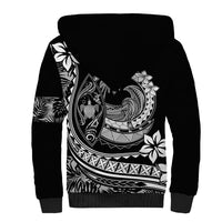 Polynesian Plumeria Sherpa Hoodie Ride The Waves - Black LT7 - Polynesian Pride