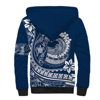 Polynesian Plumeria Sherpa Hoodie Ride The Waves - Navy Blue LT7 - Polynesian Pride