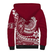 Polynesian Plumeria Sherpa Hoodie Ride The Waves - Burgundy LT7 - Polynesian Pride