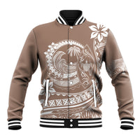 Polynesian Plumeria Baseball Jacket Ride The Waves - Beige LT7 Unisex Beige - Polynesian Pride