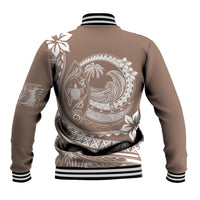 Polynesian Plumeria Baseball Jacket Ride The Waves - Beige LT7 - Polynesian Pride