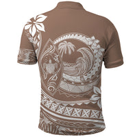 Polynesian Plumeria Polo Shirt Ride The Waves Beige LT7 - Polynesian Pride