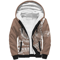 Polynesian Plumeria Sherpa Hoodie Ride The Waves - Beige LT7 Unisex Beige - Polynesian Pride