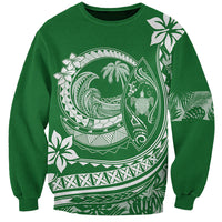 Polynesian Plumeria Sweatshirt Ride The Waves - Green LT7 Unisex Green - Polynesian Pride