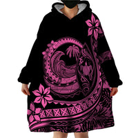 Polynesian Plumeria Wearable Blanket Hoodie Ride The Waves - Pink LT7 - Polynesian Pride