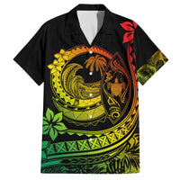 Hawaii Family Matching Outfits Polynesian Plumeria Off Shoulder Long Sleeve Dress And Shirt Family Set Clothes Ride The Waves - Reggae LT7