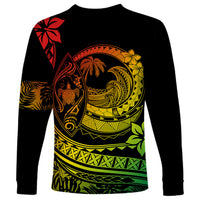 Polynesian Plumeria Long Sleeve Shirt Ride The Waves - Reggae LT7 - Polynesian Pride