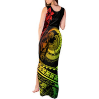 Polynesian Plumeria Tank Maxi Dress Ride The Waves - Reggae LT7 - Polynesian Pride
