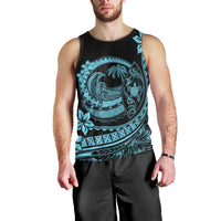 Polynesian Plumeria Men Tank Top Ride The Waves - Turquoise LT7 - Polynesian Pride