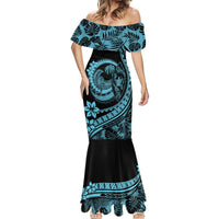 Polynesian Plumeria Mermaid Dress Ride The Waves - Turquoise LT7 - Polynesian Pride