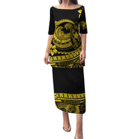 Polynesian Plumeria Puletasi Ride The Waves - Yellow LT7 Long Dress Yellow - Polynesian Pride