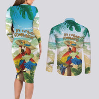 Aloha Hawaii It's 5 o'clock Somewhere Couples Matching Long Sleeve Bodycon Dress and Long Sleeve Button Shirt - Polynesian Pride