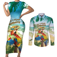Aloha Hawaii It's 5 o'clock Somewhere Couples Matching Short Sleeve Bodycon Dress and Long Sleeve Button Shirt - Polynesian Pride