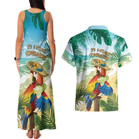 Aloha Hawaii It's 5 o'clock Somewhere Couples Matching Tank Maxi Dress and Hawaiian Shirt - Polynesian Pride