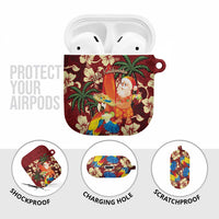 Crimson Red Tropical Christmas Hawaii Tapa AirPods Case Aloha Santa Drink Party - Polynesian Pride