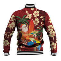 Crimson Red Tropical Christmas Hawaii Tapa Baseball Jacket Aloha Santa Drink Party - Polynesian Pride