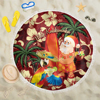 Crimson Red Tropical Christmas Hawaii Tapa Beach Blanket Aloha Santa Drink Party - Polynesian Pride