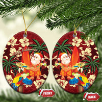 Crimson Red Tropical Christmas Hawaii Tapa Ceramic Ornament Aloha Santa Drink Party - Polynesian Pride