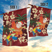 Crimson Red Tropical Christmas Hawaii Tapa Garden Flag Aloha Santa Drink Party - Polynesian Pride