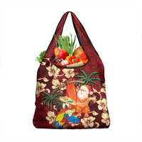 Crimson Red Tropical Christmas Hawaii Tapa Grocery Bag Aloha Santa Drink Party - Polynesian Pride