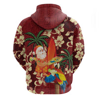Crimson Red Tropical Christmas Hawaii Tapa Hoodie Aloha Santa Drink Party - Polynesian Pride
